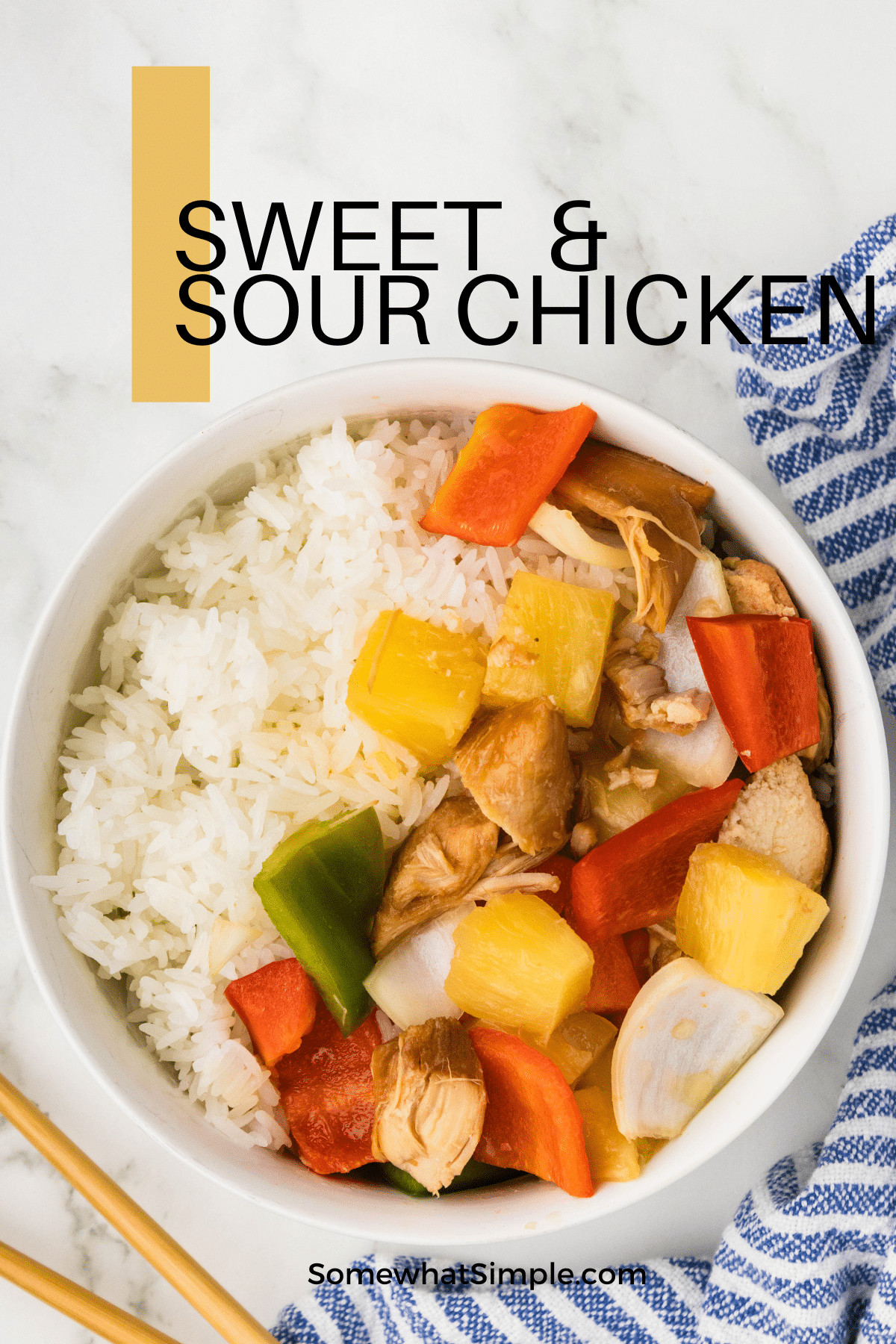 Crock Pot Sweet and Sour Chicken recipe will rival the flavor and freshness of your favorite takeout restaurant any day of the week! via @somewhatsimple