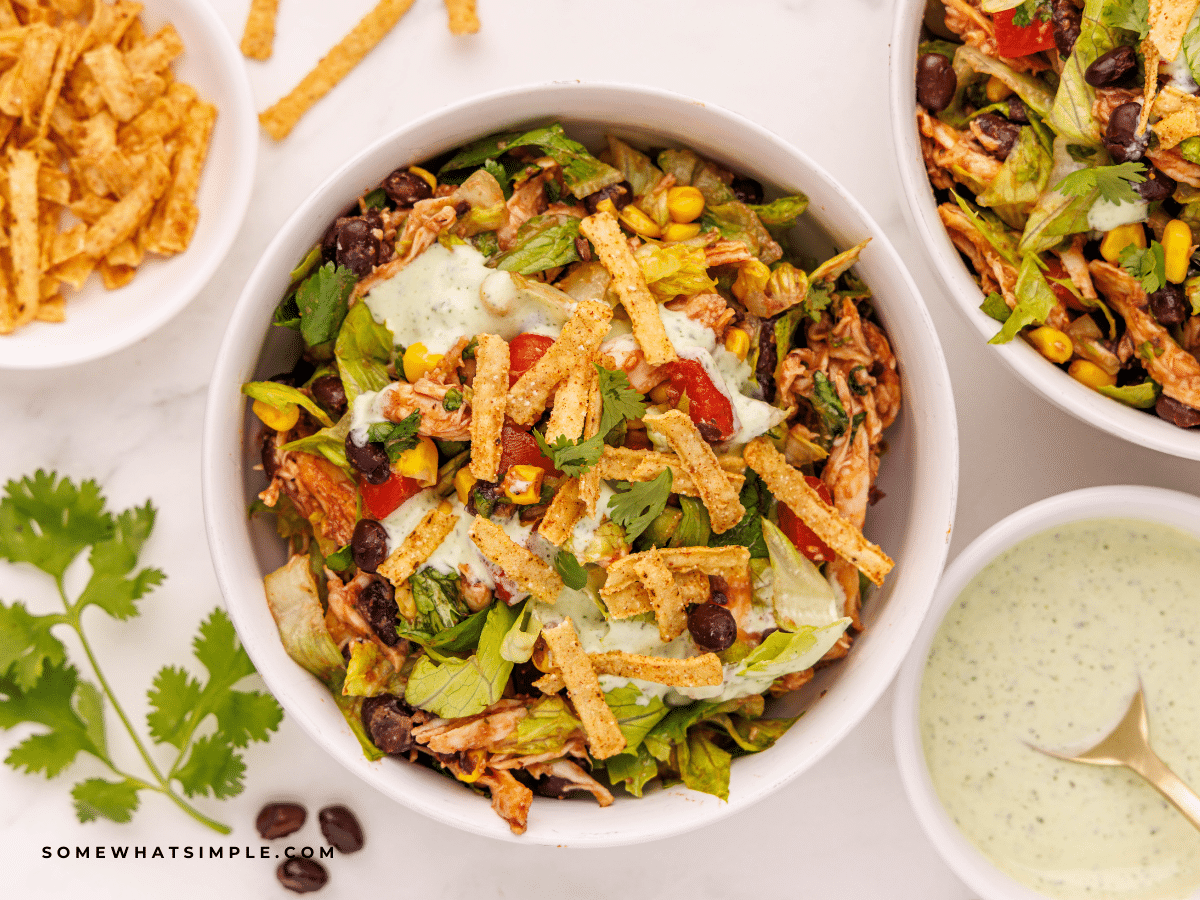 overhead shot of BBQ Chicken Salad 